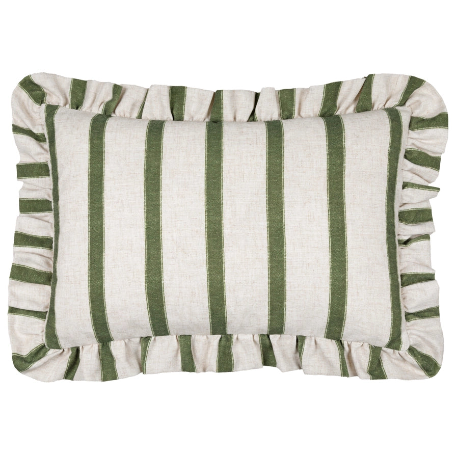 Rectangular ruffled striped cushion cover