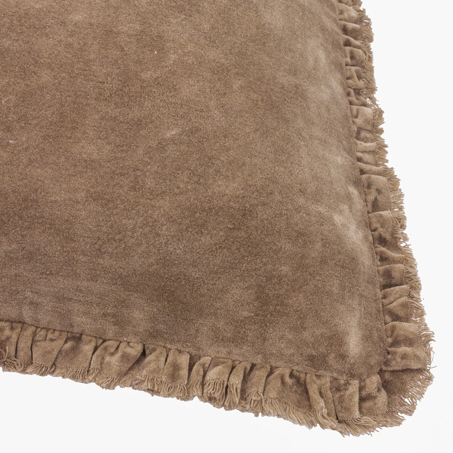 Housse de coussin velours et volants