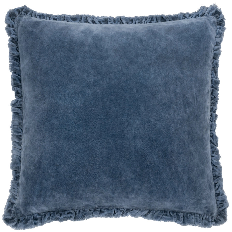 Velvet cushion cover with ruffles