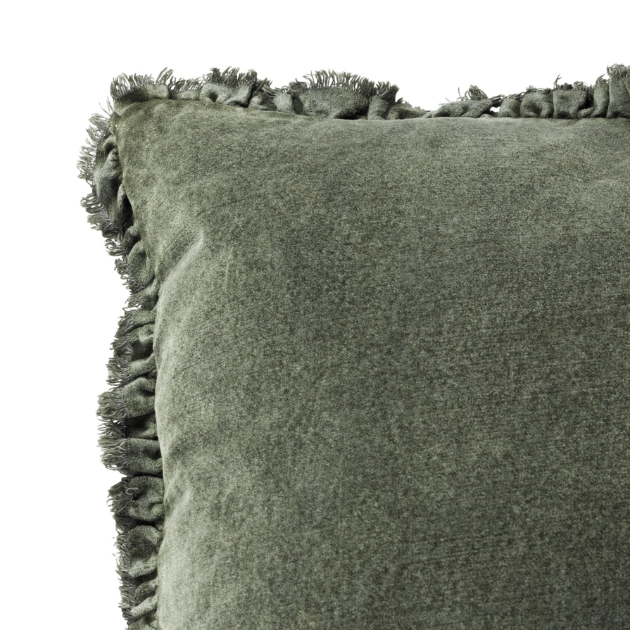Housse de coussin velours et volants