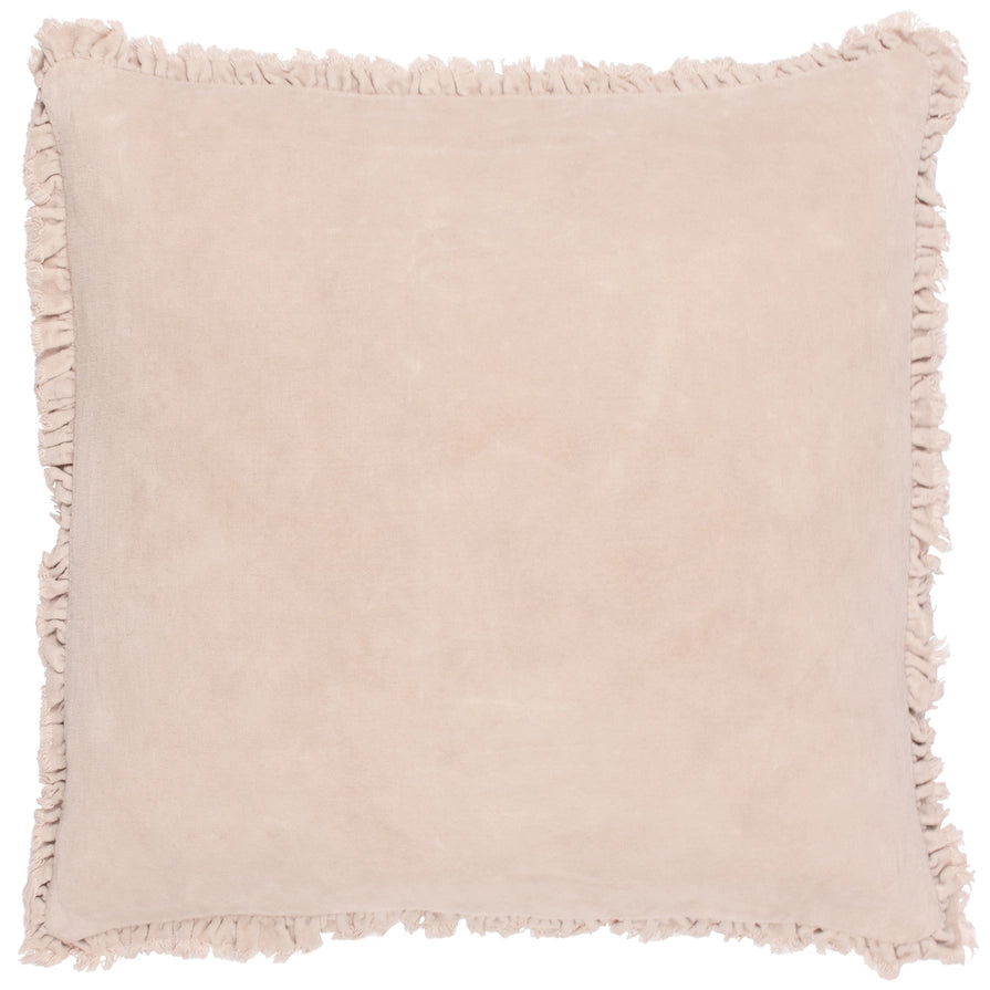 Velvet cushion cover with ruffles