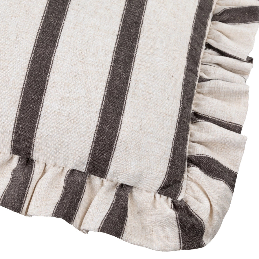 Housse de coussin rayée à volants, rectangulaire