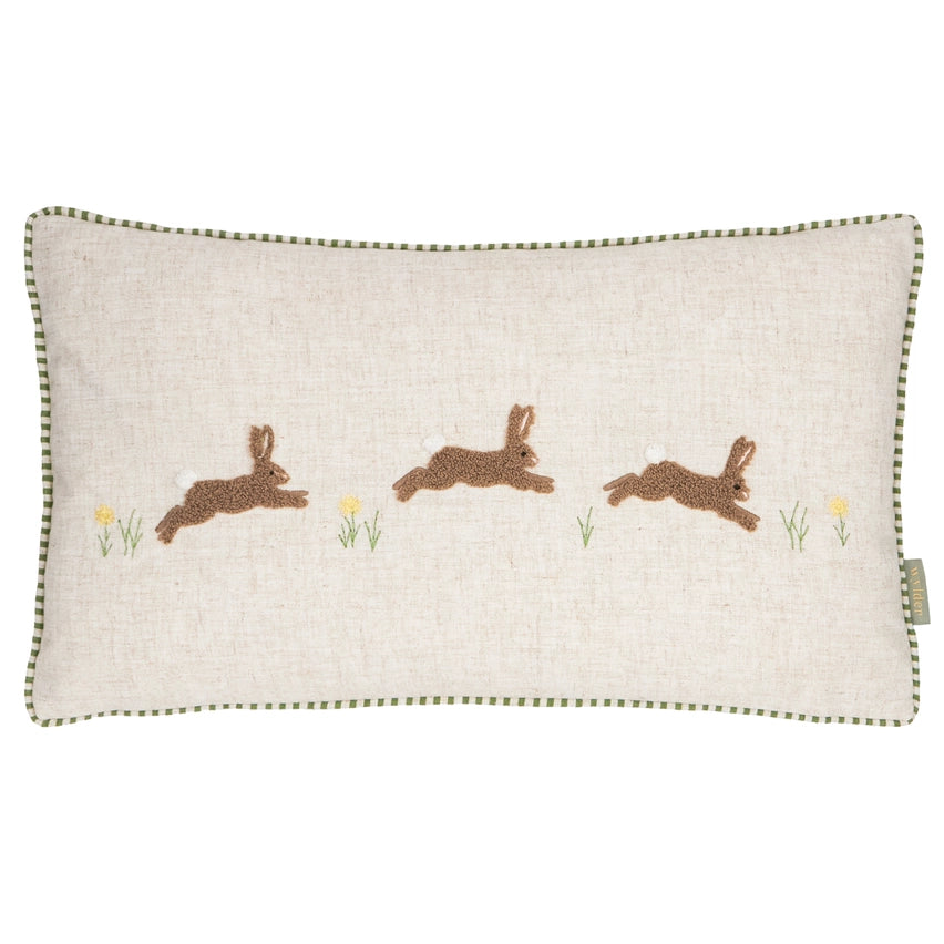 Housse de coussin tufté, Lièvres