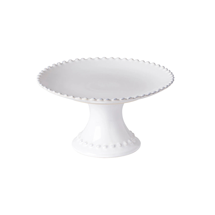 Présentoir à gâteau en grès blanc sur pied