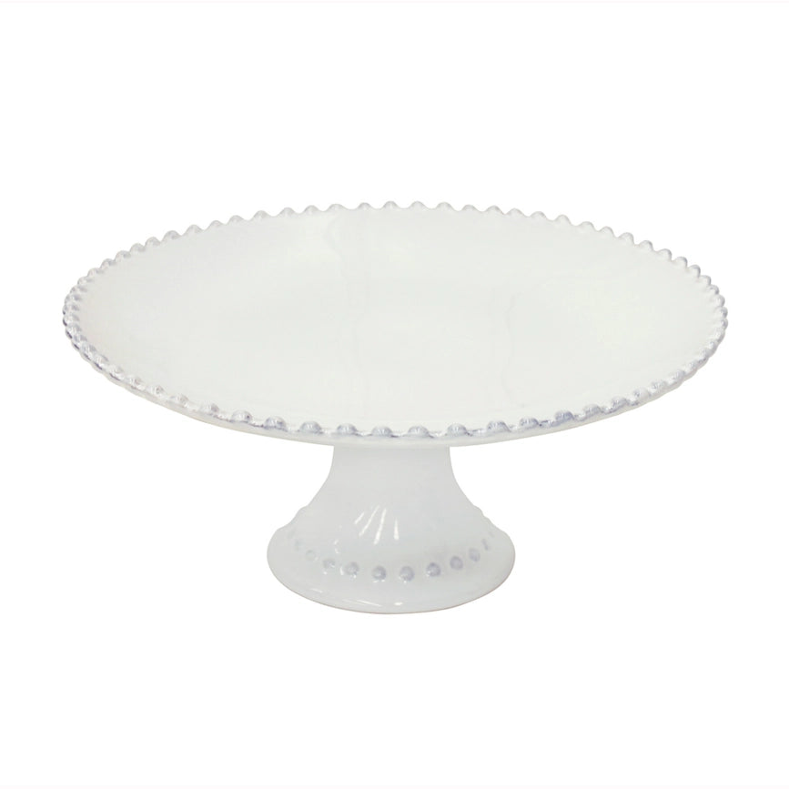 Présentoir à gâteau en grès blanc sur pied