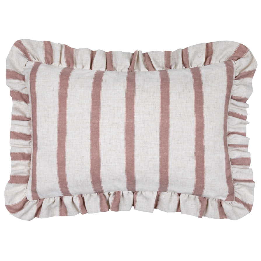 Rectangular ruffled striped cushion cover