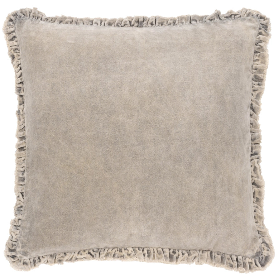 Velvet cushion cover with ruffles