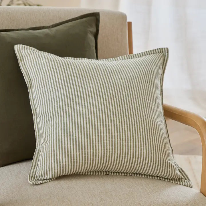 Housse de coussin à rayures, vert