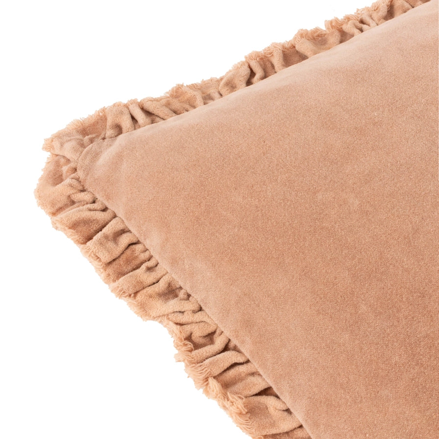 Housse de coussin velours et volants